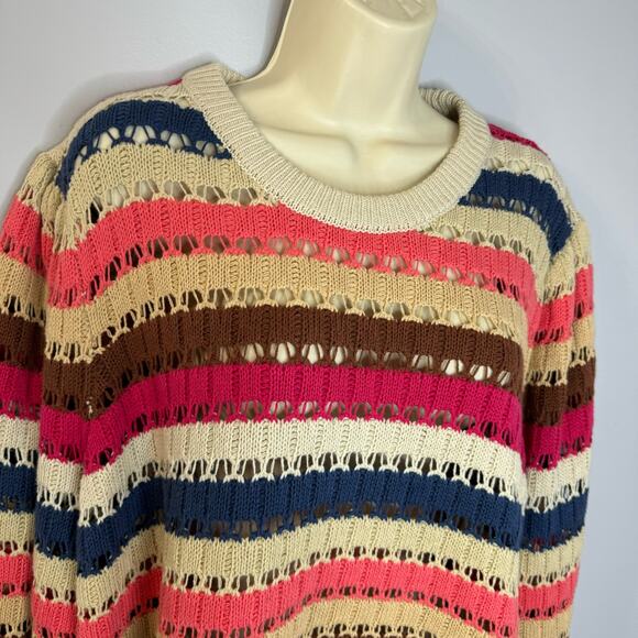 Minus Women's Mikala Long Sleeve Knit Pullover Long Sleeve Stripe Multi Relax XL - Picture 6 of 12